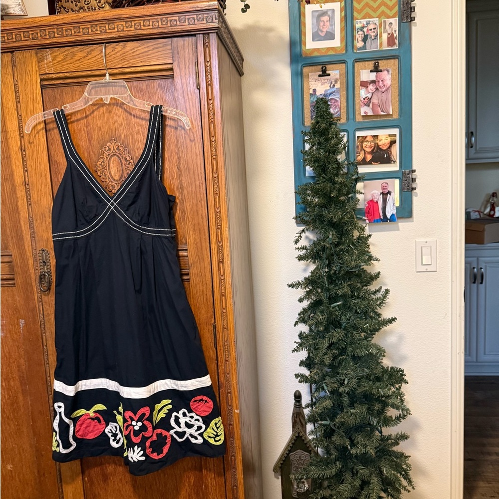 Maeve Black Dress with Yellow Floral Accents
